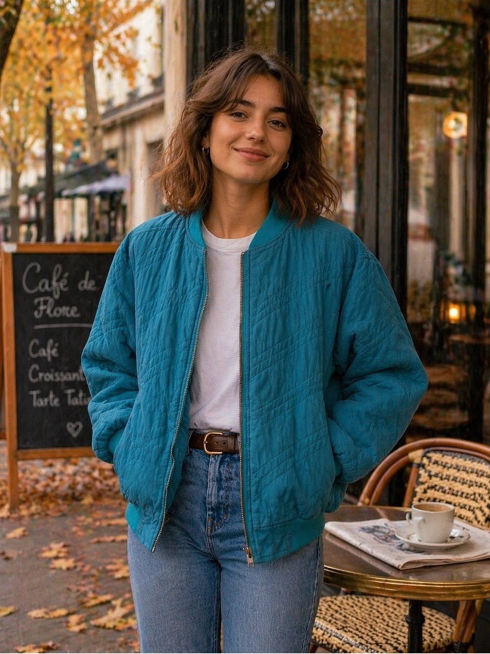 Vintage Robert Stock Lightweight Silk Quilted Bomber Jacket – Teal